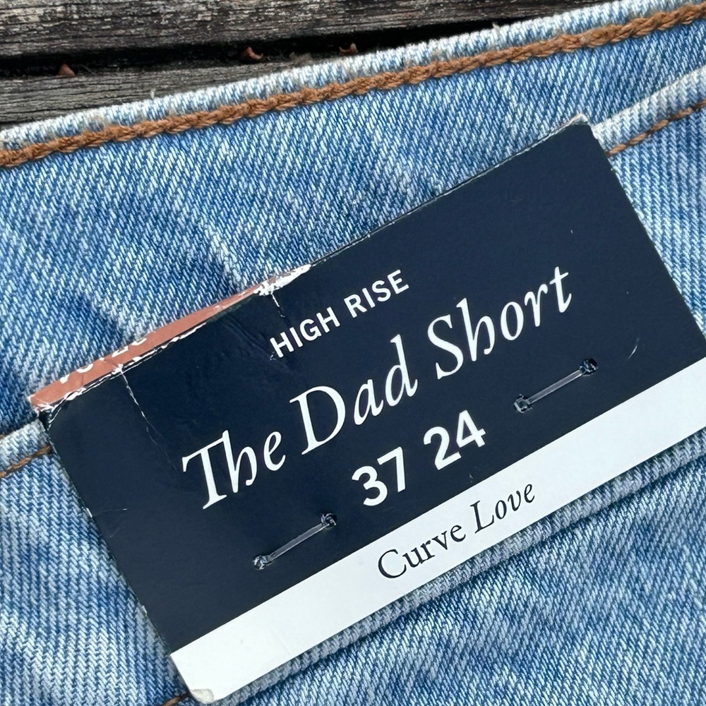 NWT Abercrombie Fitch The Dad Short High Rise Curve Love Denim Shorts 37 24 - Picture 2 of 7